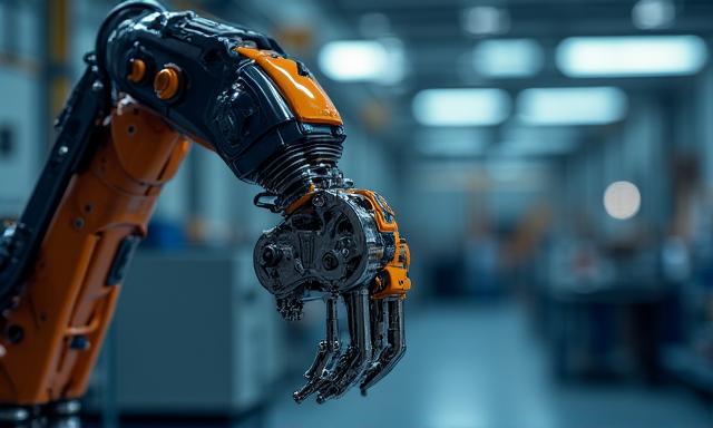 精密なロボットアームの近接撮影