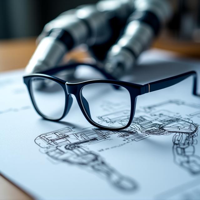 精密なロボット工学の設計図と法的文書のイメージ